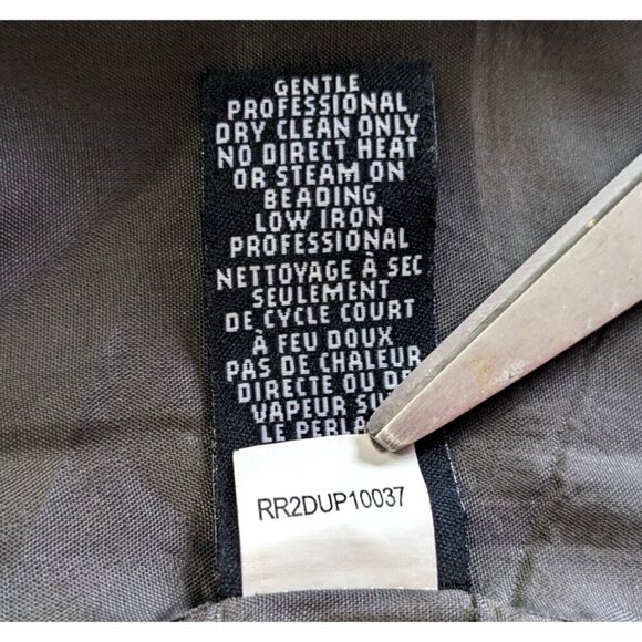 TIBI NY Charcoal Gray 100% Silk Jewel Embellished Cap Sleeve Mini Dress Size 4 - Picture 6 of 10